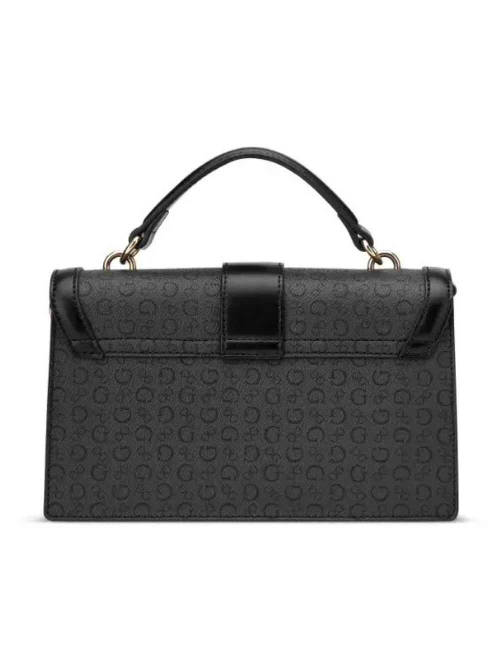 GUESS Black Top-Handle Satchel with Gold Hardware